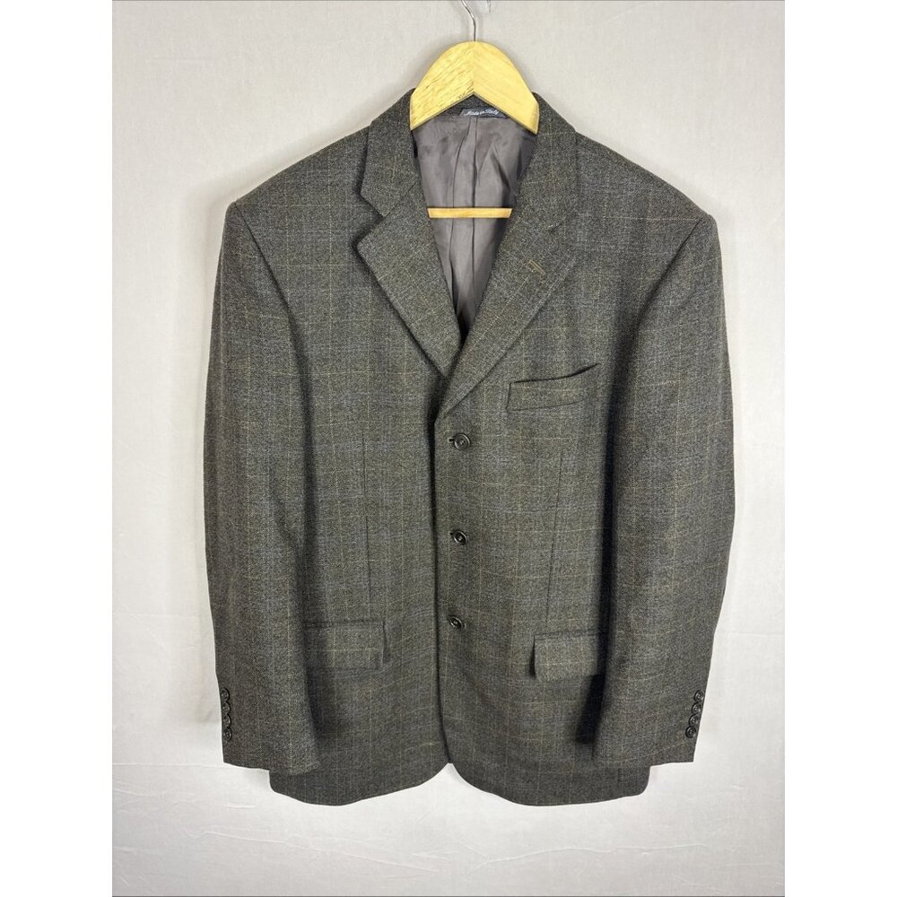 Example by Missoni Men 40 Green Gray‎ Windowpane Blazer Reda Wool Italy Reda